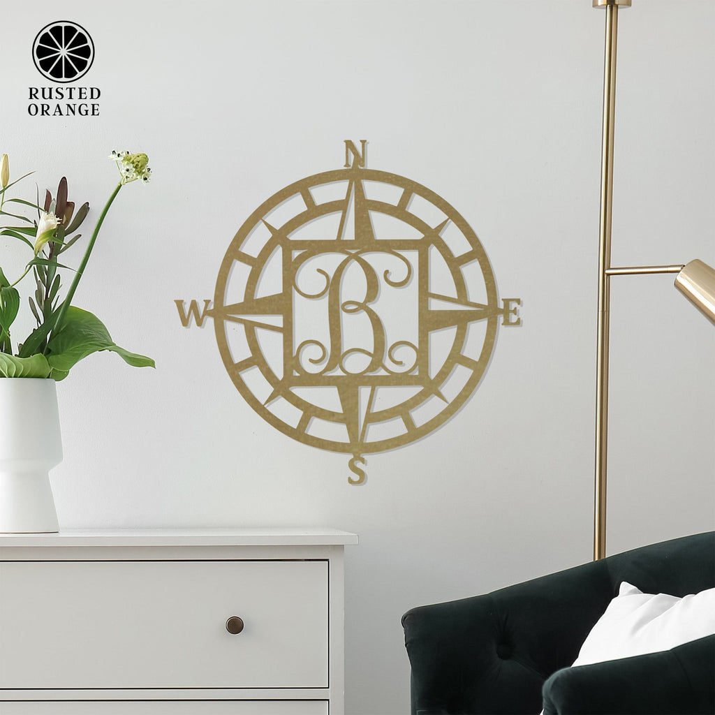Compass Rose Monogram - Compass Outdoor Wall Decor Family Monogram