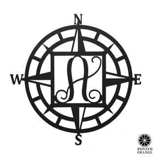 Compass Rose Monogram - Compass Outdoor Wall Decor Family Monogram