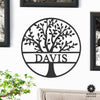 Family Tree Name Sign - 3 Sizes - Metal Personalized Last Name Signs for Wall or Door Decor
