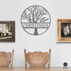 Family Tree Name Sign - 3 Sizes - Metal Personalized Last Name Signs for Wall or Door Decor