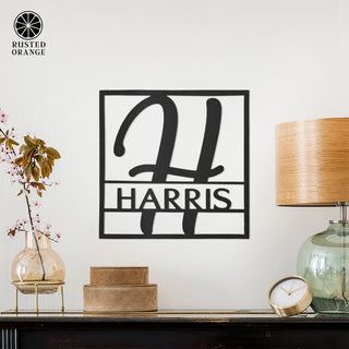 Fullerton Monogram - Circle or Square - Metal Last Name Sign Wall Decor