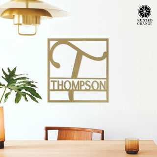 Fullerton Monogram - Circle or Square - Metal Last Name Sign Wall Decor