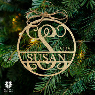 Circle Monogram Ornaments - 5 Pack - 4", 6", and 9" Personalized Christmas Tree Ornaments