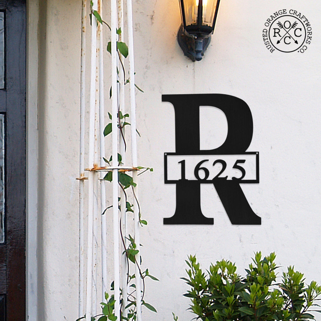 Bentley Address Monogram - 2 Sizes - Custom Metal Address Numbers for Outside Home