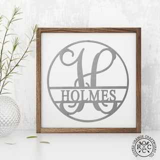 Circle Monogram With Name -  Monogram Last Name Signs for Home