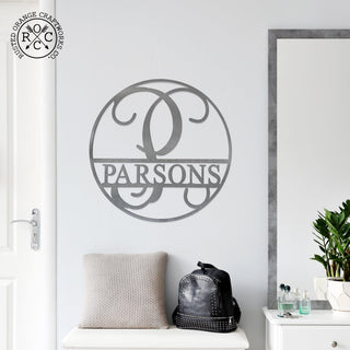 Circle Monogram With Name -  Monogram Last Name Signs for Home