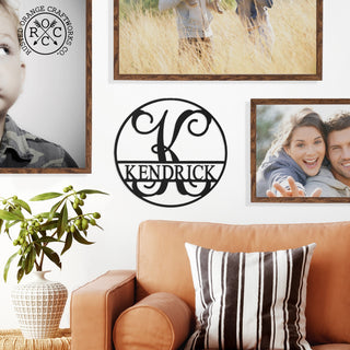 Circle Monogram With Name -  Monogram Last Name Signs for Home