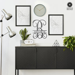 16" Fancy Letter Monogram - Custom Metal Family Sign House Name Plates