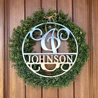 Circle Monogram With Name -  Monogram Last Name Signs for Home