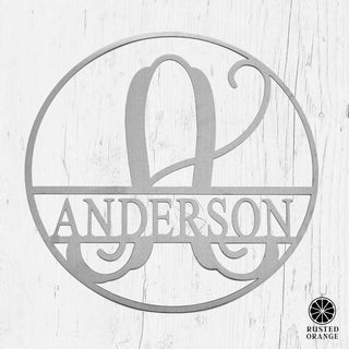 Circle Monogram With Name -  Monogram Last Name Signs for Home
