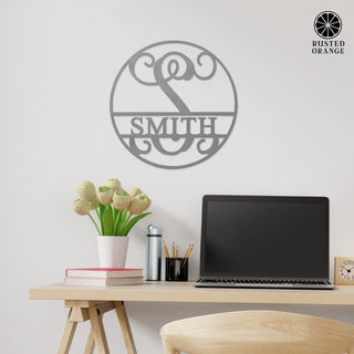 Circle Monogram With Name -  Monogram Last Name Signs for Home
