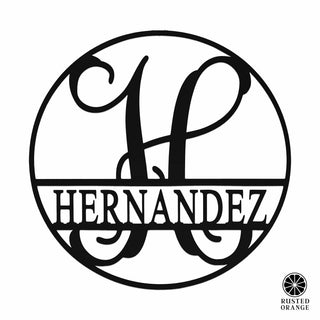 Circle Monogram With Name -  Monogram Last Name Signs for Home
