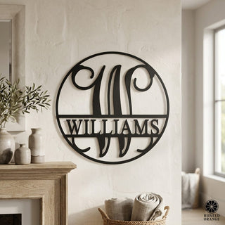 Circle Monogram With Name -  Monogram Last Name Signs for Home