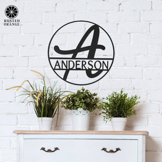 Fullerton Monogram - Circle or Square - Metal Last Name Sign Wall Decor
