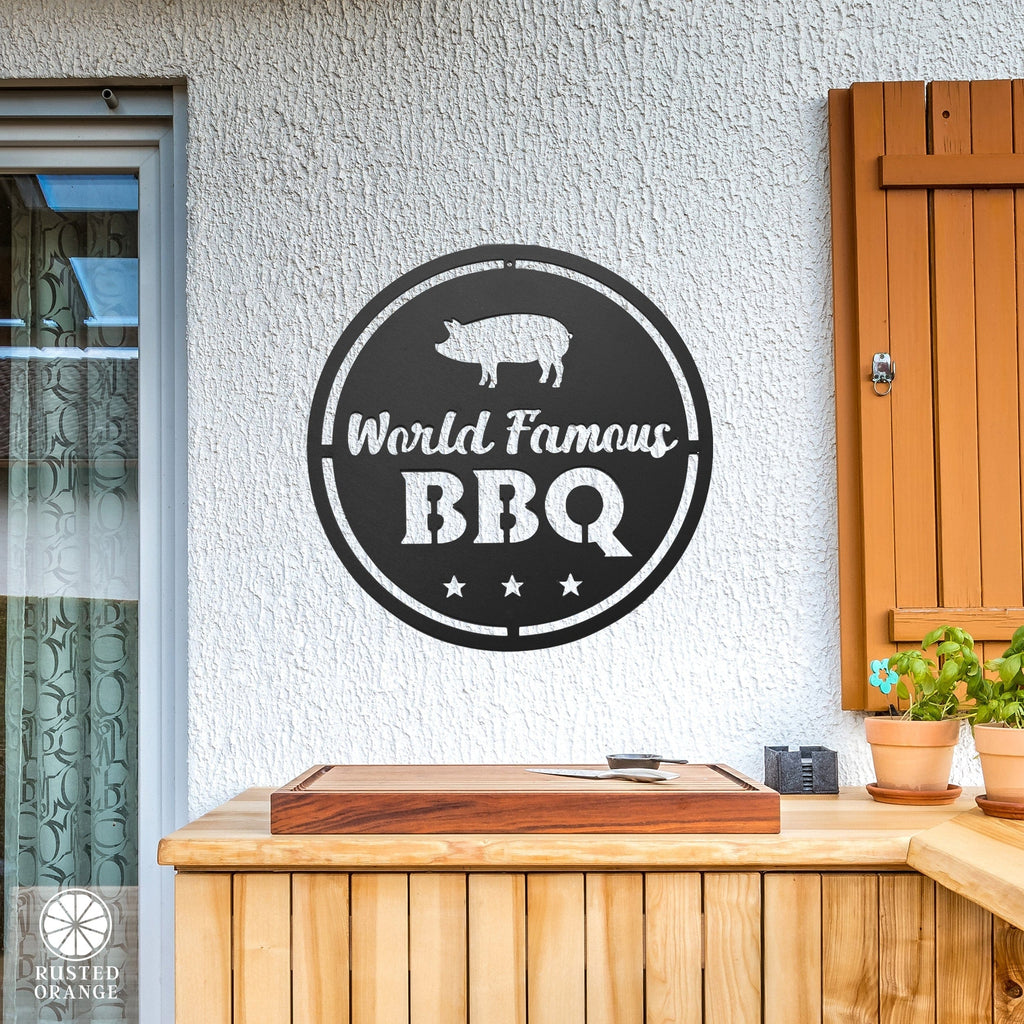 Backyard BBQ Sign - BBQ Grill Patio Wall Decor for Outdoors or Indoors