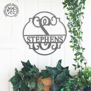 Emblem Monogram - 2 Sizes - Personalized Metal Family Name Sign Home Decor