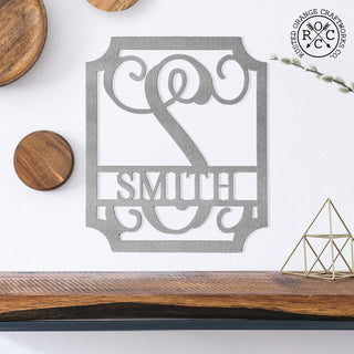 Embellished Monogram Metal Sign – Custom Last Name Wall Decor | Wedding Gift | Family Name Sign | Housewarming Gift