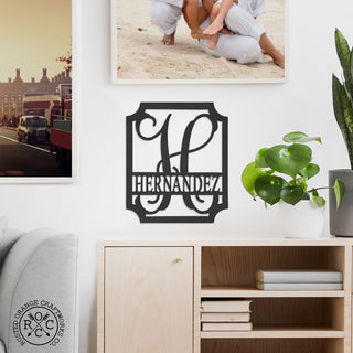 Embellished Monogram Metal Sign – Custom Last Name Wall Decor | Wedding Gift | Family Name Sign | Housewarming Gift