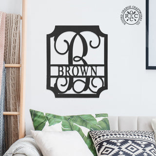 Embellished Monogram Metal Sign – Custom Last Name Wall Decor | Wedding Gift | Family Name Sign | Housewarming Gift
