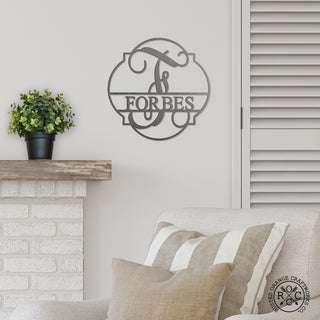 Emblem Monogram - 2 Sizes - Personalized Metal Family Name Sign Home Decor