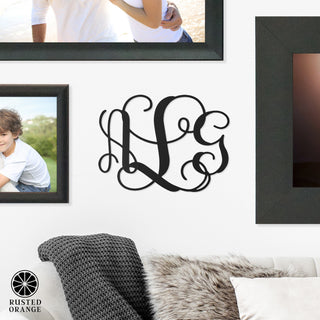 Fancy 3 Letter Monogram - 2 Sizes - Metal Wall Decor Family Monogram