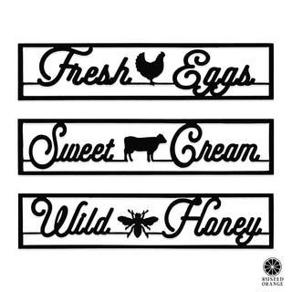 Farm Life Collection - Metal Chicken, Cow, and Bee Decorative Signs