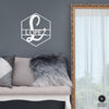 Hexagon Monogram - 2 Sizes - Personalized Metal Family Name Sign For Home Decor