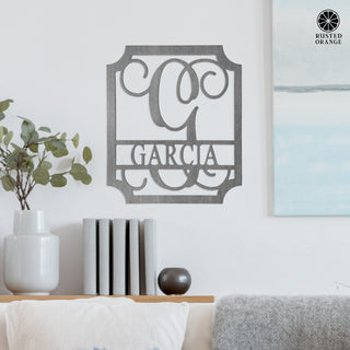Embellished Monogram Metal Sign – Custom Last Name Wall Decor | Wedding Gift | Family Name Sign | Housewarming Gift