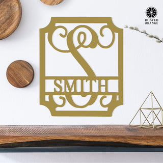 Embellished Monogram Metal Sign – Custom Last Name Wall Decor | Wedding Gift | Family Name Sign | Housewarming Gift