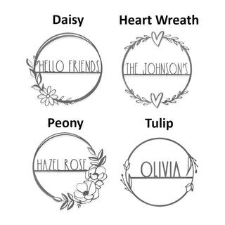 Flower Shop Collection - Personalized Family Custom Name Wall Sign for Wreath