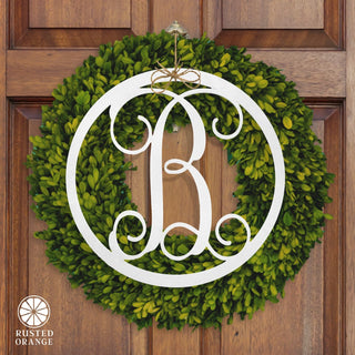 14" Single Letter Circle Monogram - Front Door Monogram Wreath Decor