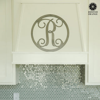 14" Single Letter Circle Monogram - Front Door Monogram Wreath Decor