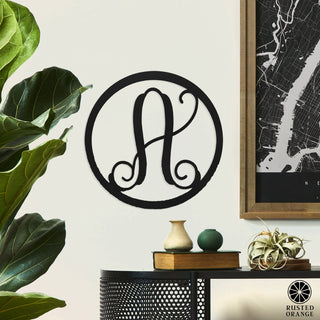 14" Single Letter Circle Monogram - Front Door Monogram Wreath Decor