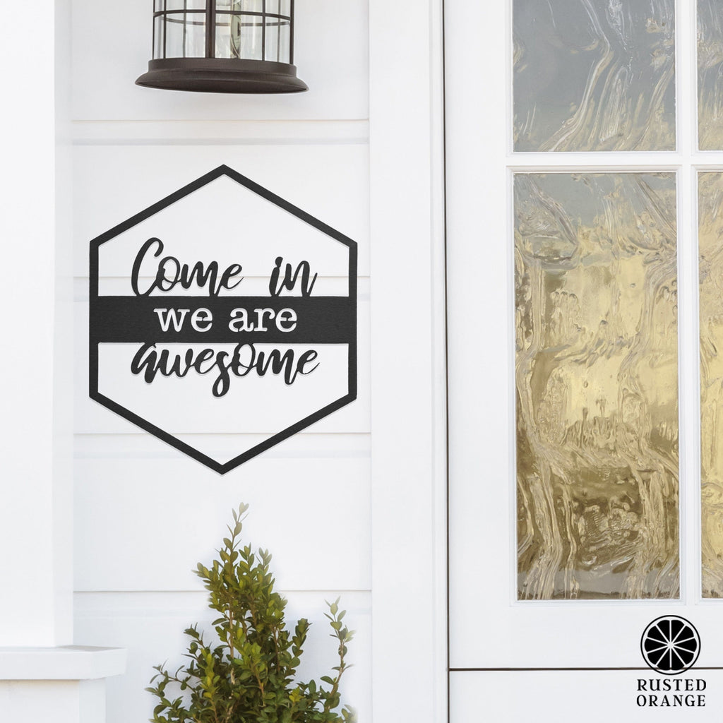 Hexagon Door Greetings - Welcome to Our Home Modern Rustic Word Art