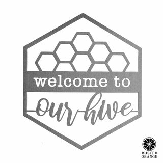Hexagon Door Greetings - Welcome to Our Home Modern Rustic Word Art