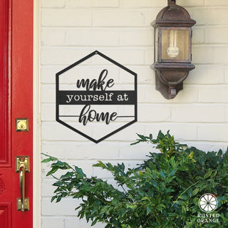 Hexagon Door Greetings - Welcome to Our Home Modern Rustic Word Art