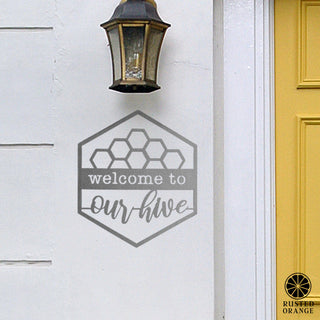 Hexagon Door Greetings - Welcome to Our Home Modern Rustic Word Art