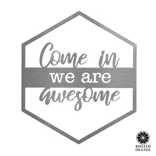 Hexagon Door Greetings - Welcome to Our Home Modern Rustic Word Art