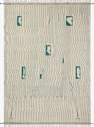 Loloi Pak Morrocan One-of-a-Kinds Ivory/Teal Area Rug main image