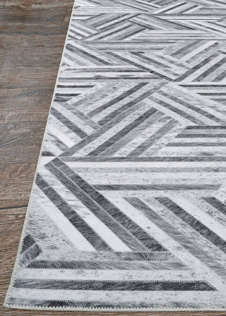 Couristan Prairie Archetype Grey Black Area Rug Corner Image