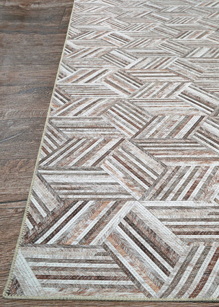 Couristan Prairie Geo Mosaic Grey Blush Area Rug Corner Image