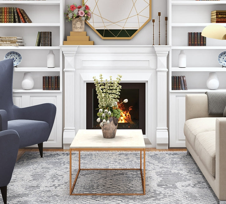 Couristan Siena Inverno Grey/Ivory Area Rug Lifestyle Image Feature