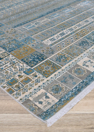 Couristan Siena Tessera Blue/Gold/Steel Area Rug Close Up Image