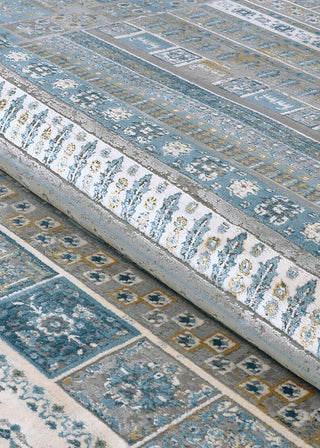 Couristan Siena Tessera Blue/Gold/Steel Area Rug Detail Image