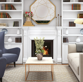 Couristan Siena Harlequin Burnished Gold Area Rug Lifestyle Image Feature