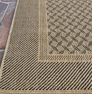 Couristan Naturalistic Symmetry Natural/Black Area Rug Corner Image