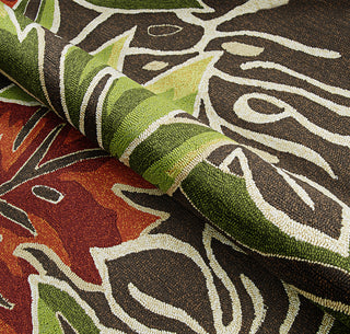 Couristan Covington Areca Palms Azure/Forest Green Area Rug Detail Image