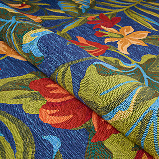 Couristan Covington Tropical Orchid Azure/Forest Green/Red Area Rug Detail Image