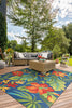 Couristan Covington Tropical Orchid Azure/Forest Green/Red Area Rug Lifestyle Image Feature