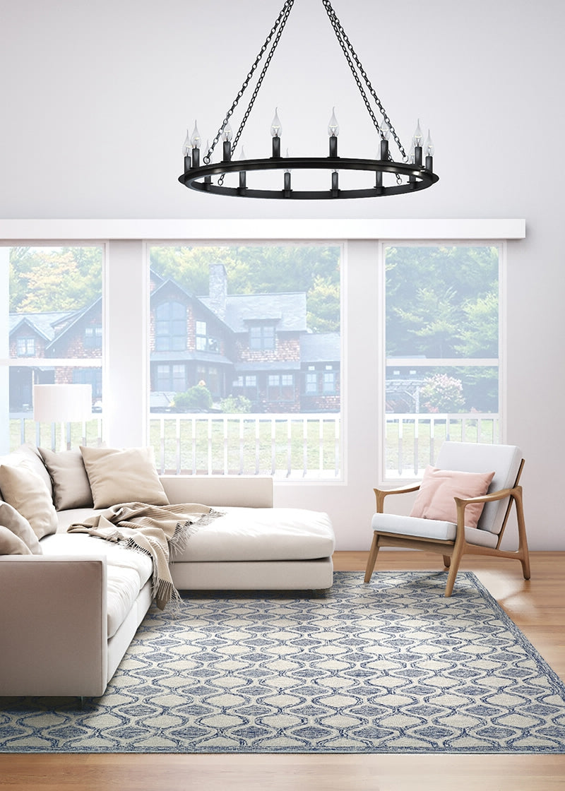 Couristan Silverthorne Mosaic Indigo Area Rug Lifestyle Image Feature